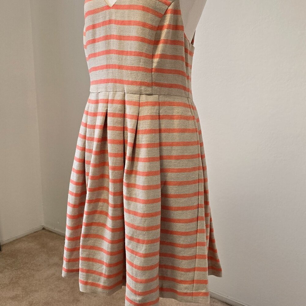 Banana Republic Coral Tan Linen Blend Striped Dress 12 - Picture 3 of 10